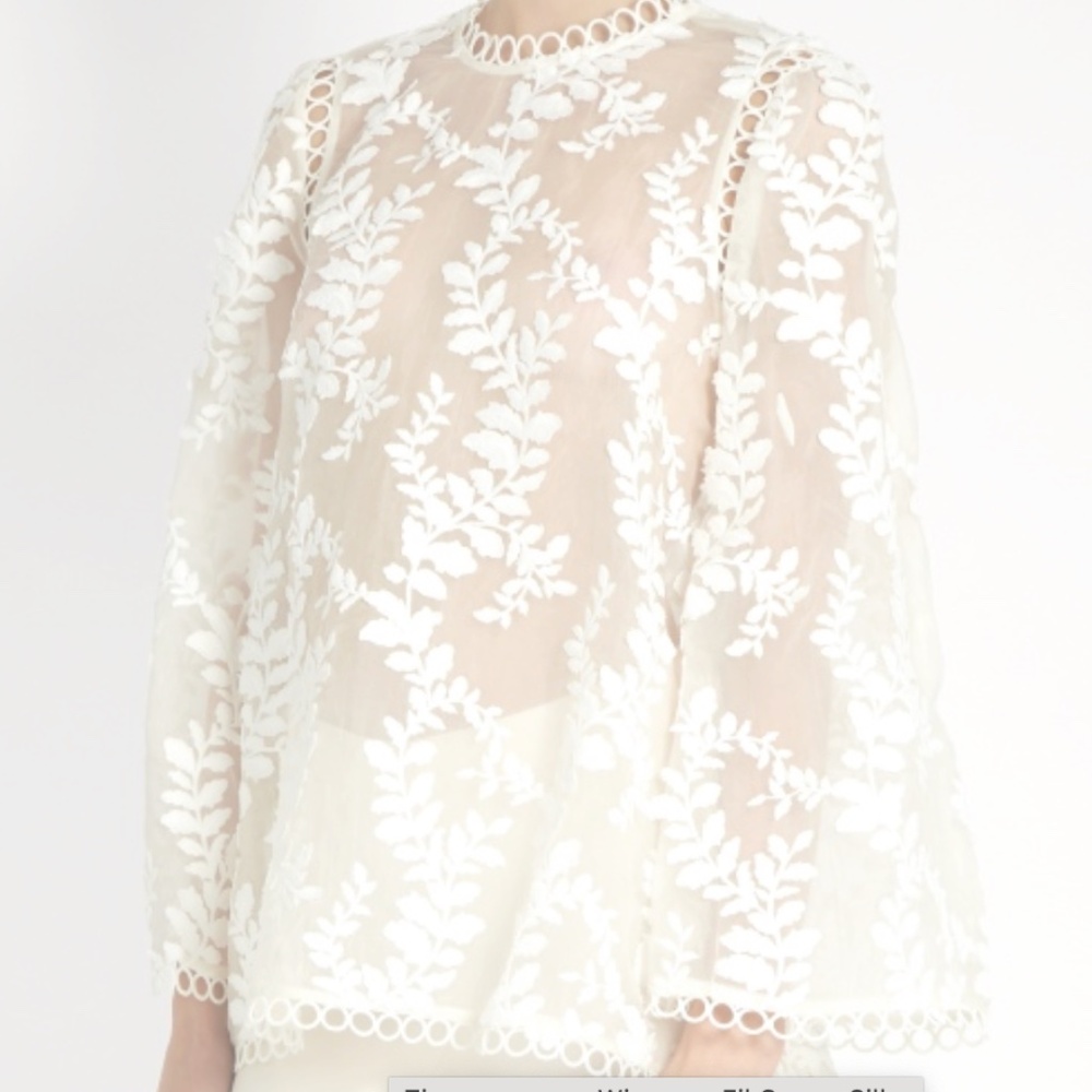 Zimmermann Winsome Fil Coupé Silk-Organza Blouse in Ivory NWT